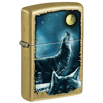 ZIPPO HOWLING WOLF STREET BRASS COLOR IMAGE