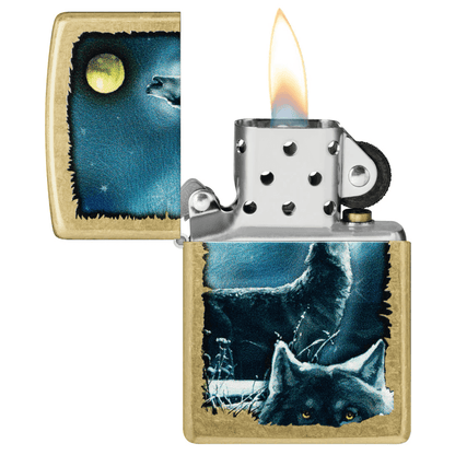 ZIPPO HOWLING WOLF STREET BRASS COLOR IMAGE