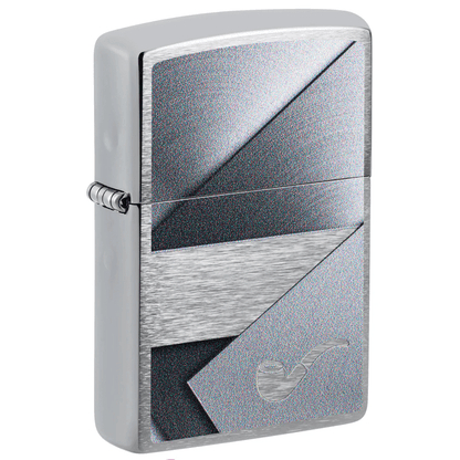 ZIPPO SHEET METAL WITH PIPE DESIGN BRUSHED CHROME COLOR IMAGE
