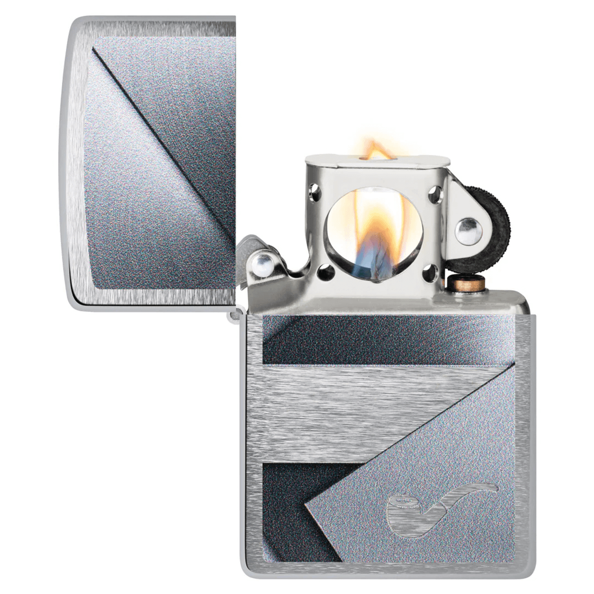 ZIPPO SHEET METAL WITH PIPE DESIGN BRUSHED CHROME COLOR IMAGE