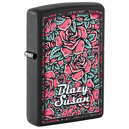 ZIPPO BLAZY SUSAN ROSES BLACK MATTE LASER ENGRAVE