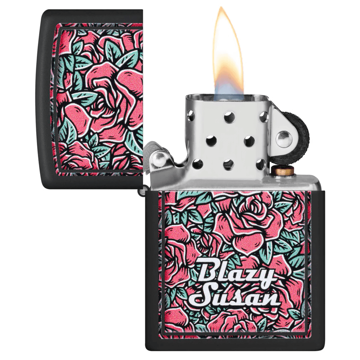 ZIPPO BLAZY SUSAN ROSES BLACK MATTE LASER ENGRAVE