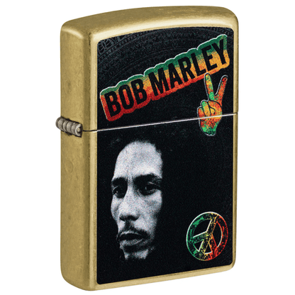 ZIPPO BOB MARLEY PEACE SIGN STREET BRASS COLOR IMAGE