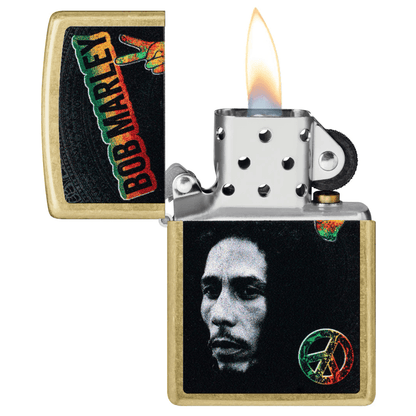 ZIPPO BOB MARLEY PEACE SIGN STREET BRASS COLOR IMAGE