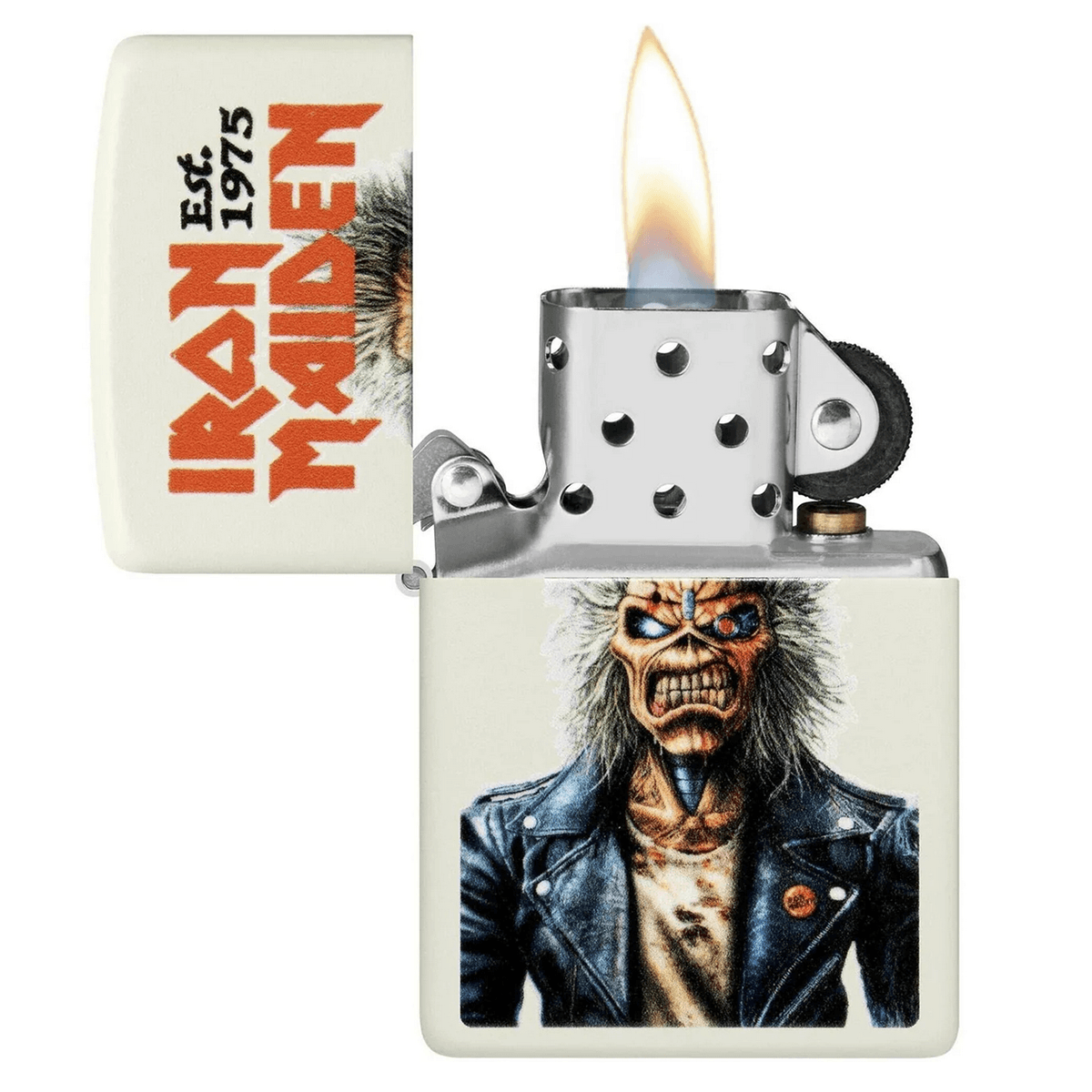 **ZIPPO IRON MAIDEN GLOW IN THE DARK GREEN COLOR IMAGE