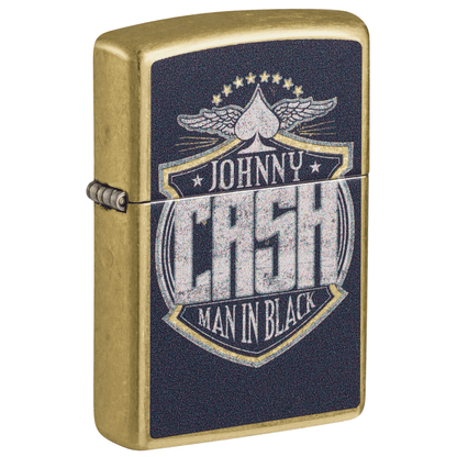 ZIPPO JOHNNY CASH MAN IN BLACK STREET BRASS COLOR IMAGE