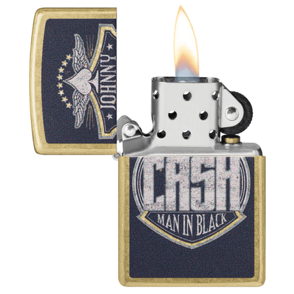 ZIPPO JOHNNY CASH MAN IN BLACK STREET BRASS COLOR IMAGE