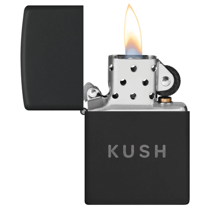 ZIPPO KXSH BLACK MATTE CHROME LASER ENGRAVE