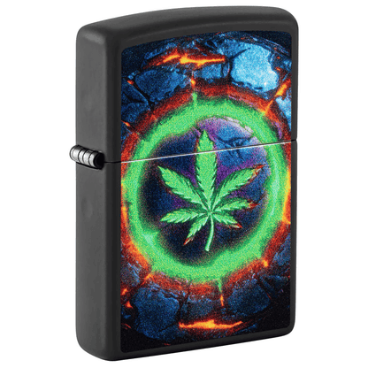 ZIPPO CANNA LEAF BLACK MATTE COLOR IMAGE