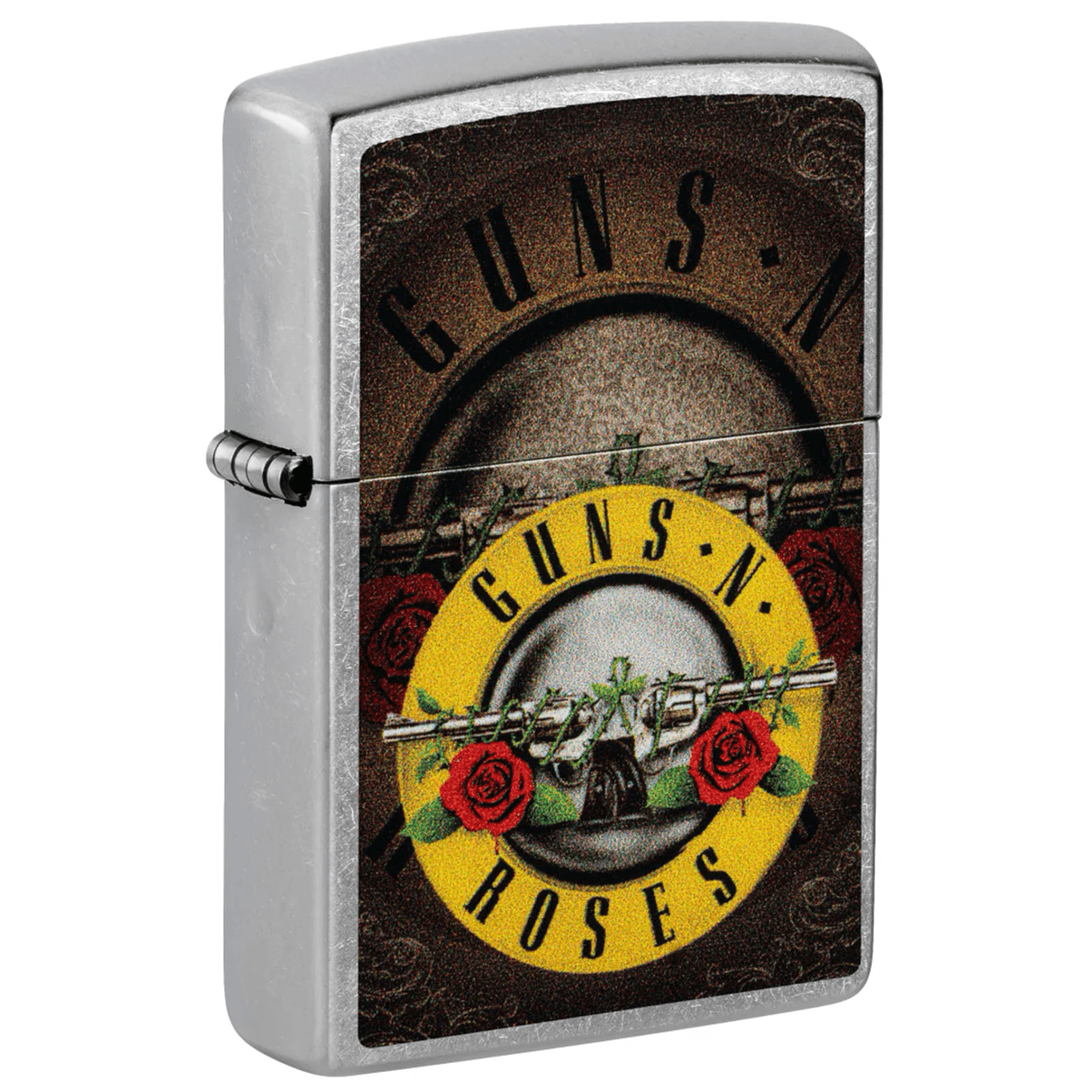 ZIPPO GUNS N ROSES PISTOL N ROSES STREET CHROME COLOR IMAGE