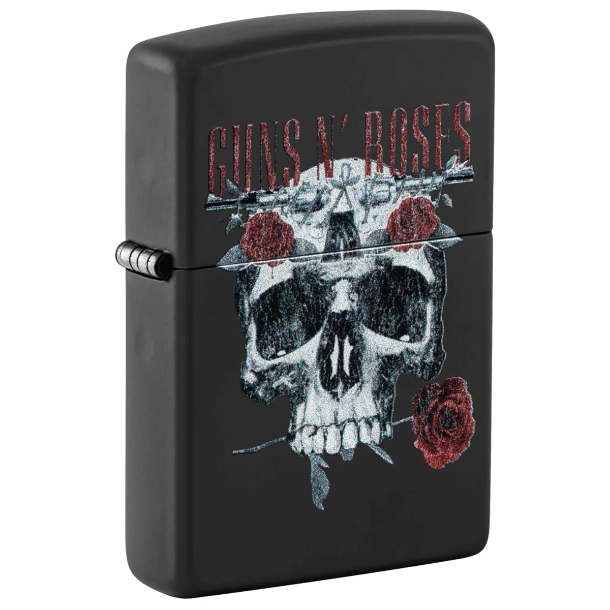 ZIPPO GUNS N ROSES SKULL N ROSES BLACK MATTE COLOR IMAGE