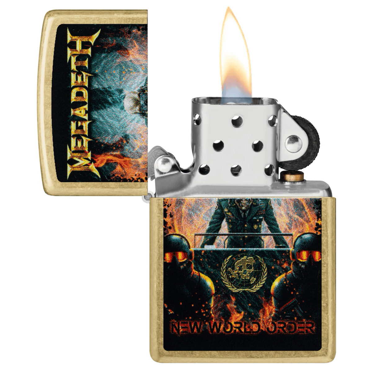 ZIPPO MEGADETH NEW WORLD ORDER STREET BRASS COLOR IMAGE
