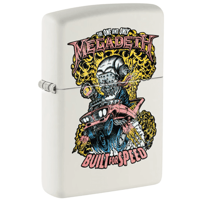 ZIPPO MEGADETH BUILT FOR SPEED WHITE MATTE COLOR IMAGE