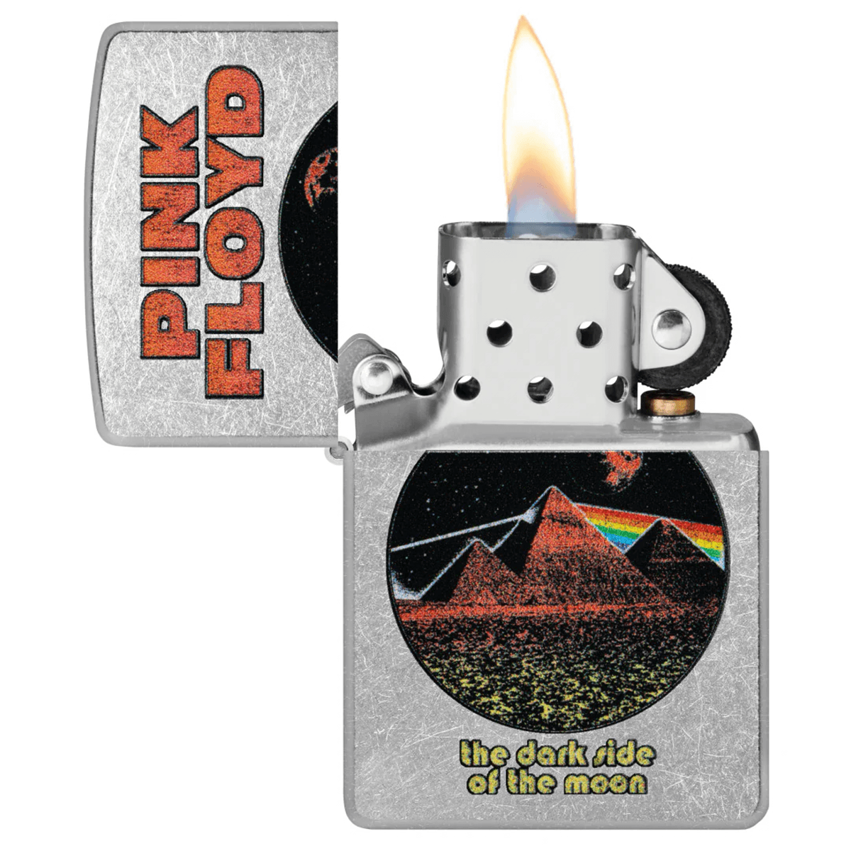ZIPPO PINK FLOYD THE DARK SIDE OF THE MOON STREET CHROME COLOR IMAGE