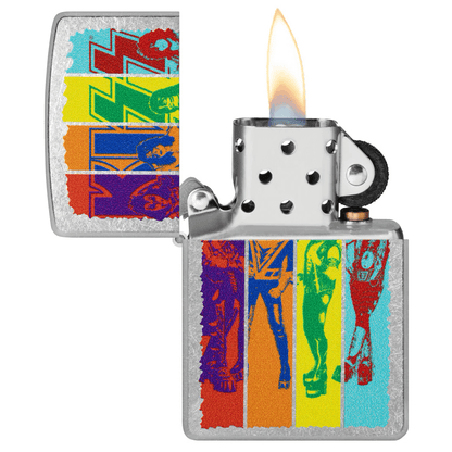 ZIPPO KISS COLORFUL DESIGN STREET CHROME COLOR IMAGE