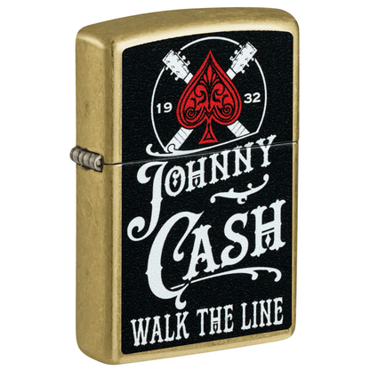 ZIPPO JOHNNY CASH WALK THE LINE STREET BRASS COLOR IMAGE