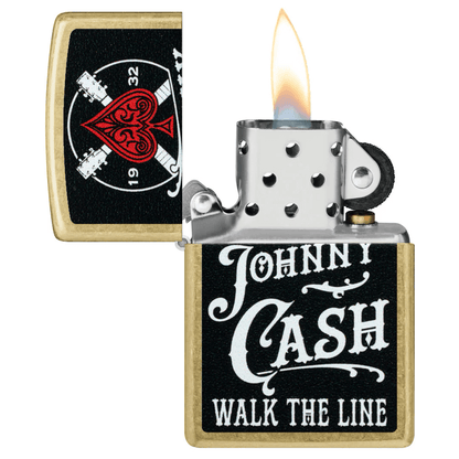 ZIPPO JOHNNY CASH WALK THE LINE STREET BRASS COLOR IMAGE