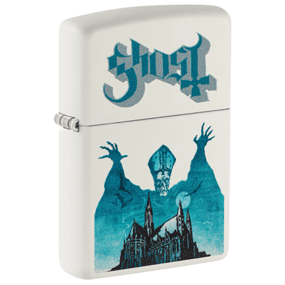 ZIPPO GHOST MAN WHITE MATTE COLOR IMAGE