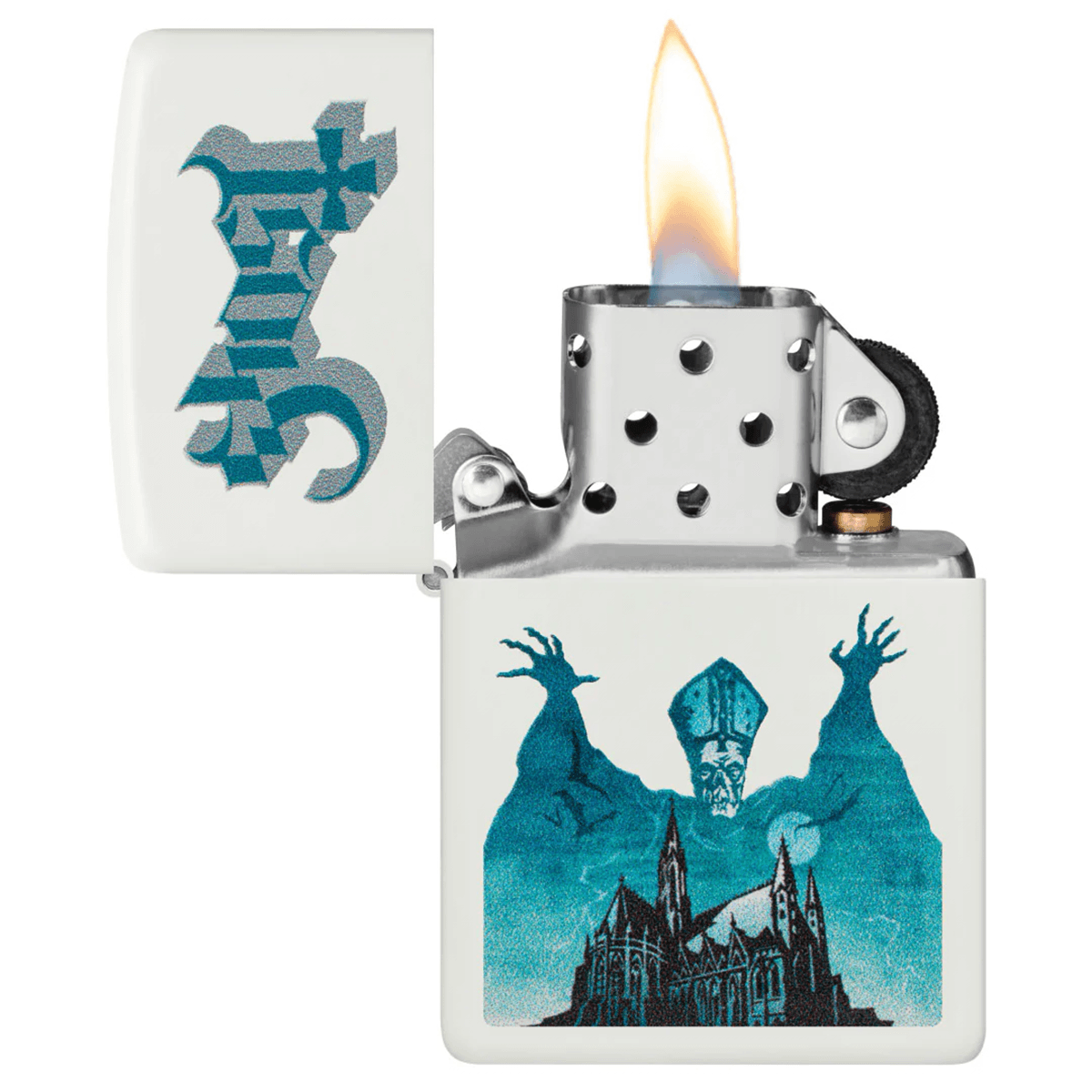 ZIPPO GHOST MAN WHITE MATTE COLOR IMAGE