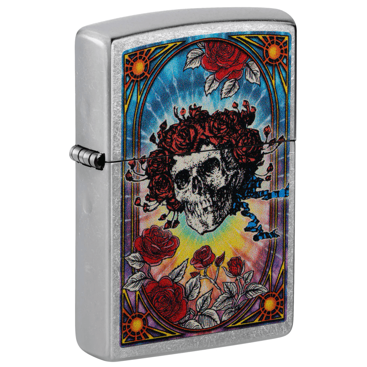 ZIPPO GRATEFUL DEAD ROSE SKULL STREET CHROME COLOR IMAGE