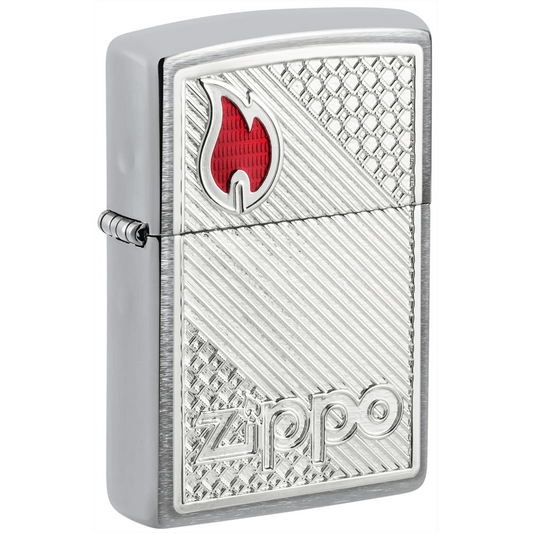 Zippo Spring Brushed Chrome With Zippo Emblem