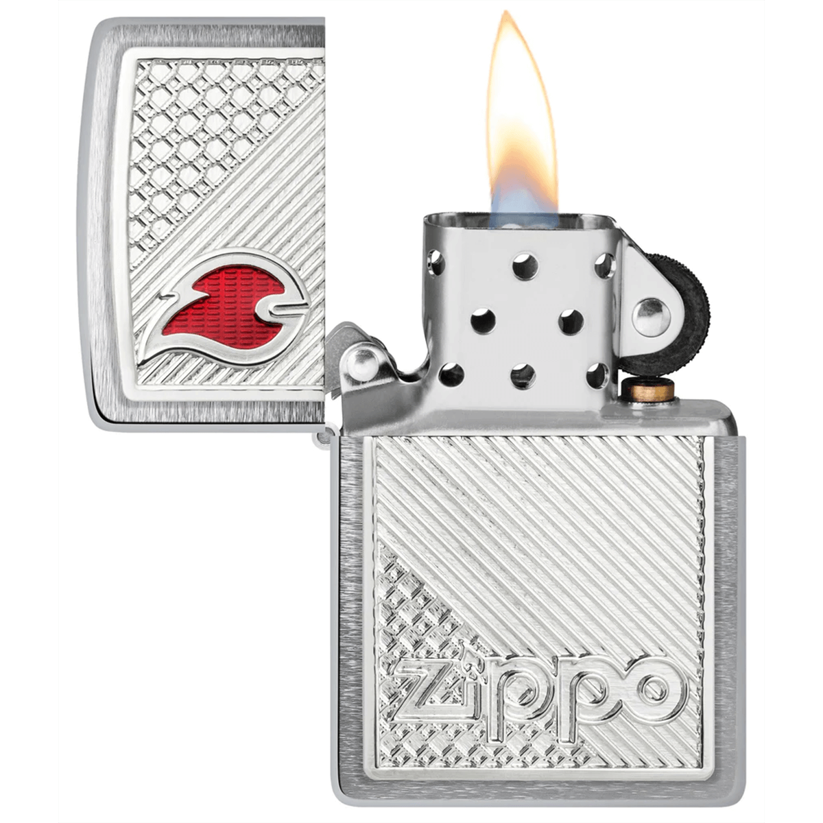 Zippo Spring Brushed Chrome With Zippo Emblem