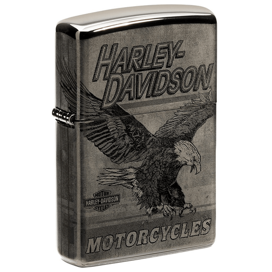 Zippo Harley Davidson Eagle High Polish Black