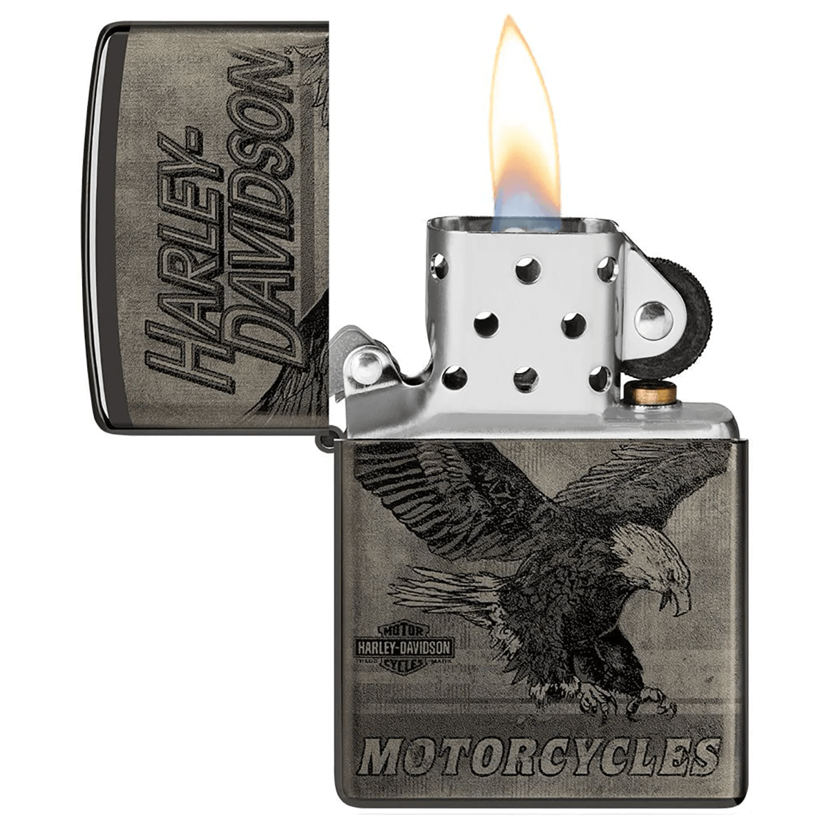 Zippo Harley Davidson Eagle High Polish Black