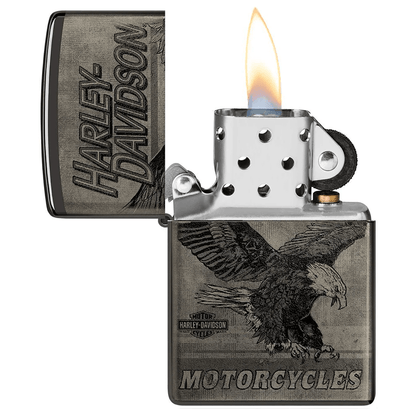 Zippo Harley Davidson Eagle High Polish Black
