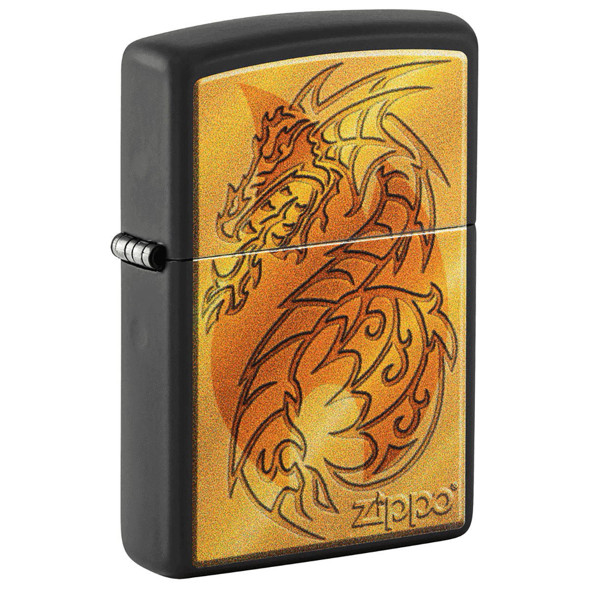 Zippo Midevil Dragon On Zippo Flame