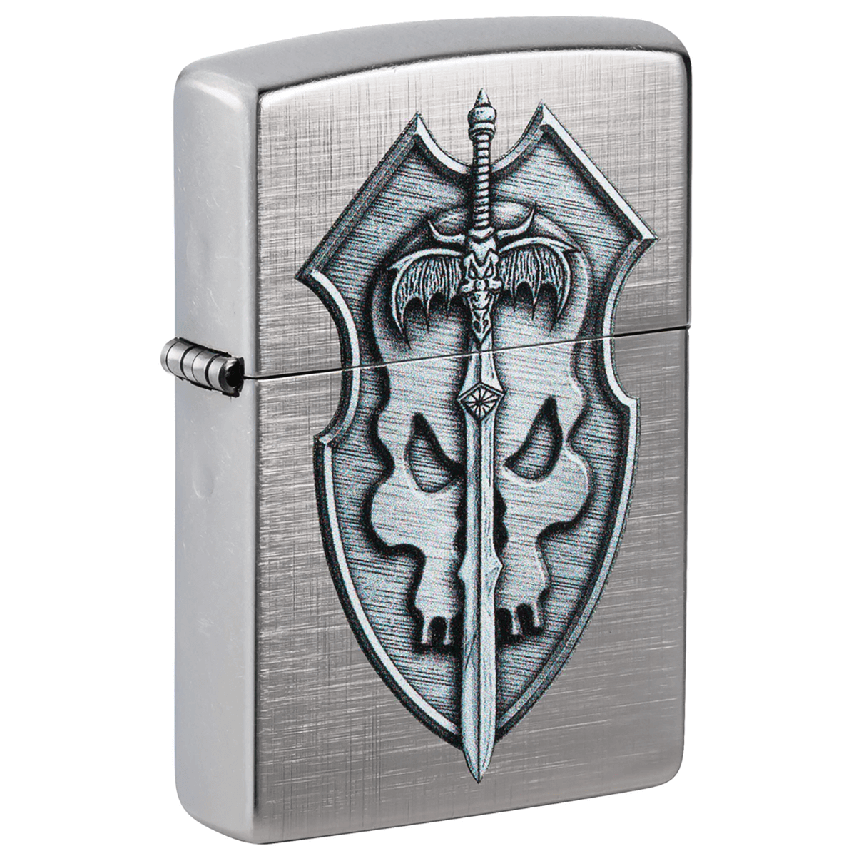 Zippo Midevil Skull Shield With Sabre Weave Finish