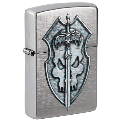 Zippo Midevil Skull Shield With Sabre Weave Finish