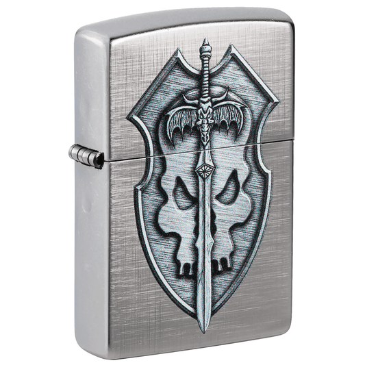Zippo Midevil Skull Shield With Sabre Weave Finish