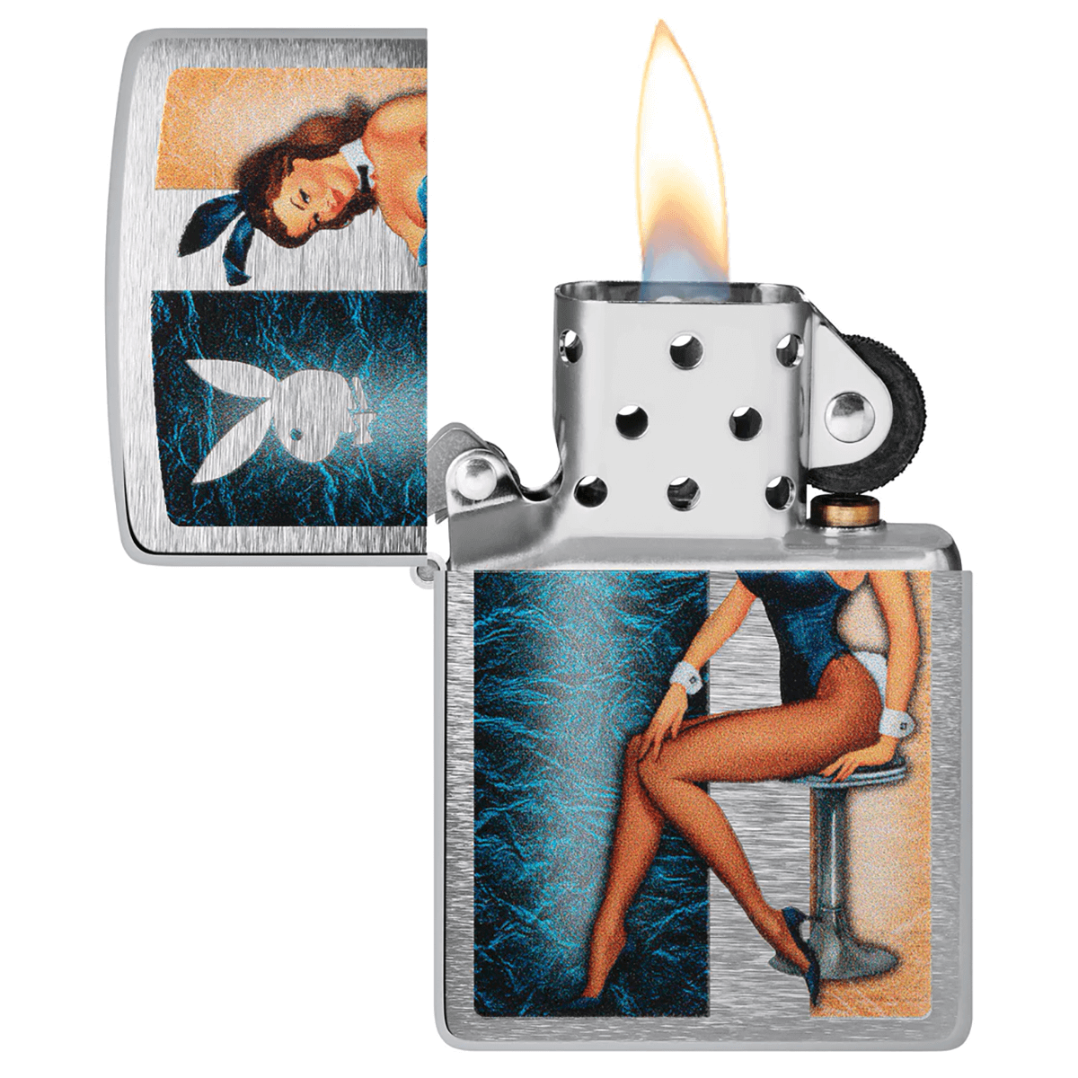Zippo Classic Playboy Pinup Brushed Chrome