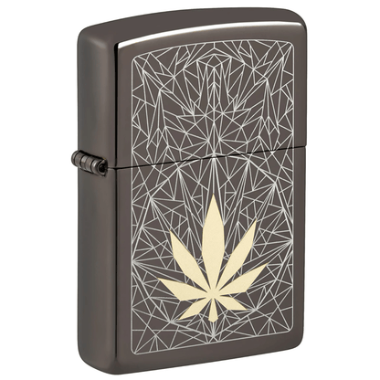 Zippo Leaf Design 2 Tone Black Ice