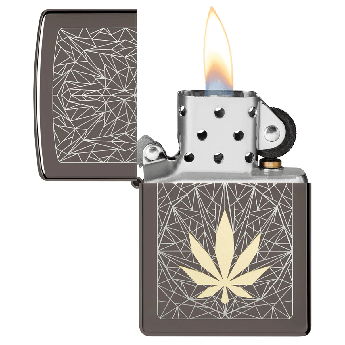 Zippo Leaf Design 2 Tone Black Ice
