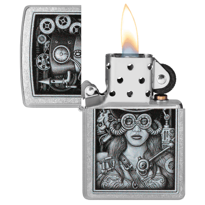 Zippo Woman Steampunk Design Street Chrome
