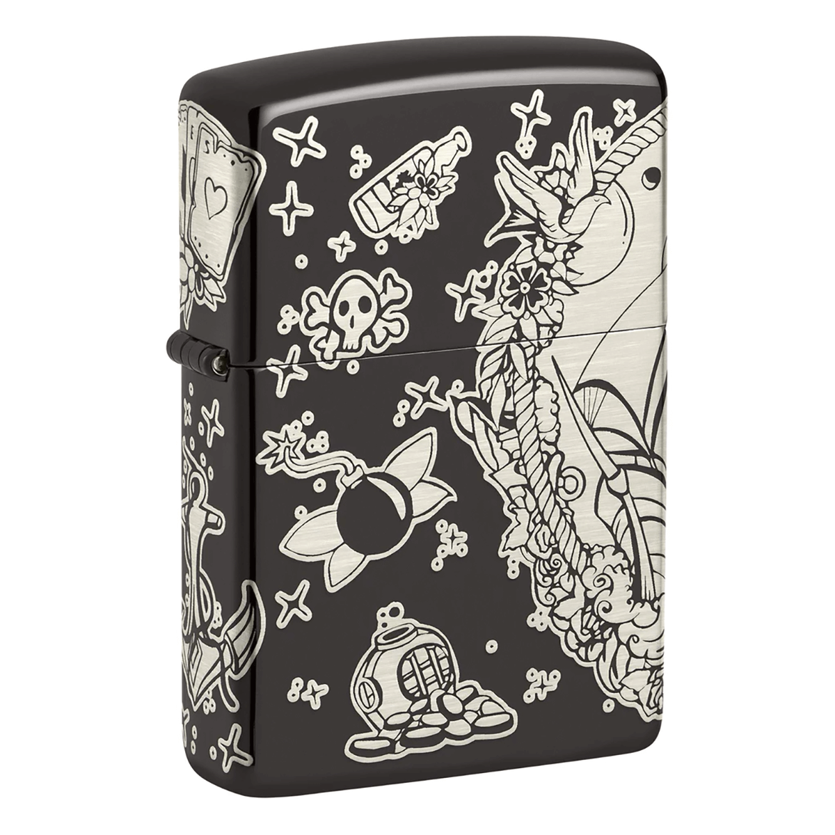 Zippo Tattoo Pirate Design High Polish Black