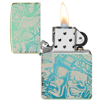 Zippo Tattoo Design High Polish Teal