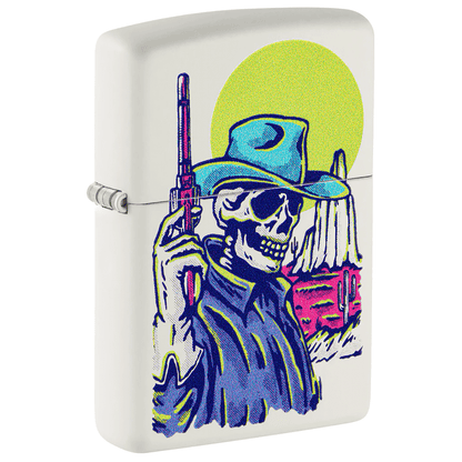 Zippo Cowboy Skeleton Classic White
