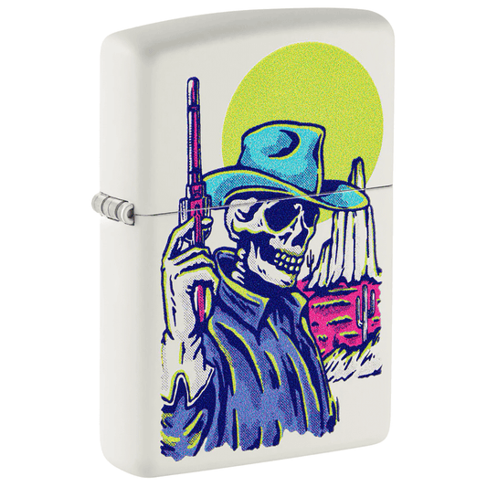 Zippo Cowboy Skeleton Classic White