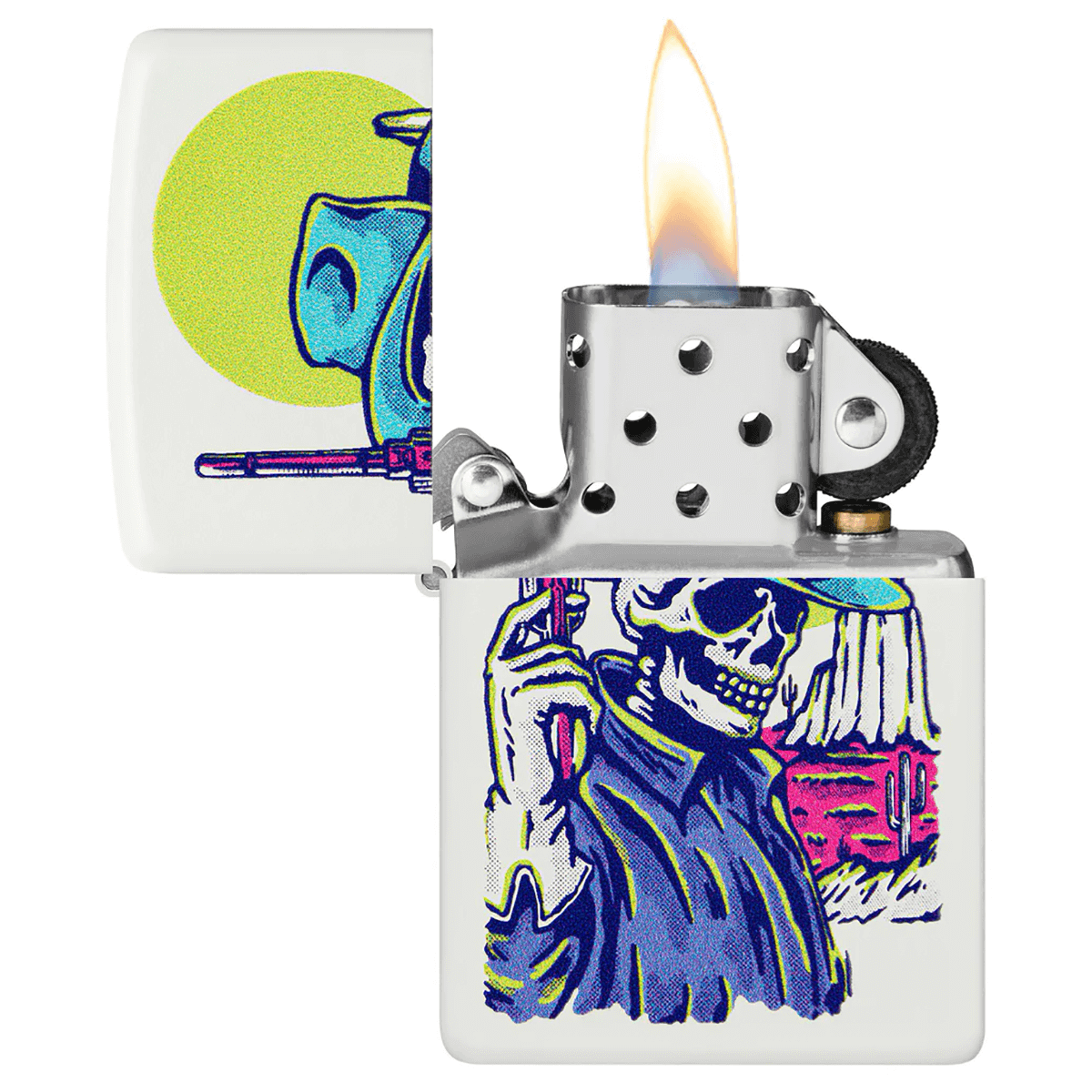 Zippo Cowboy Skeleton Classic White