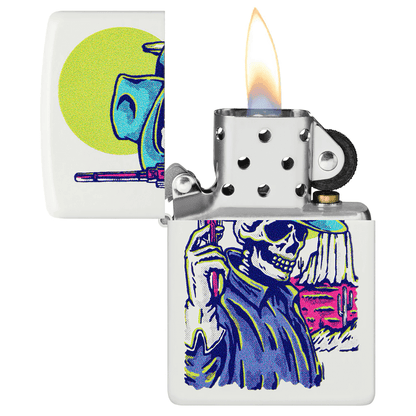 Zippo Cowboy Skeleton Classic White