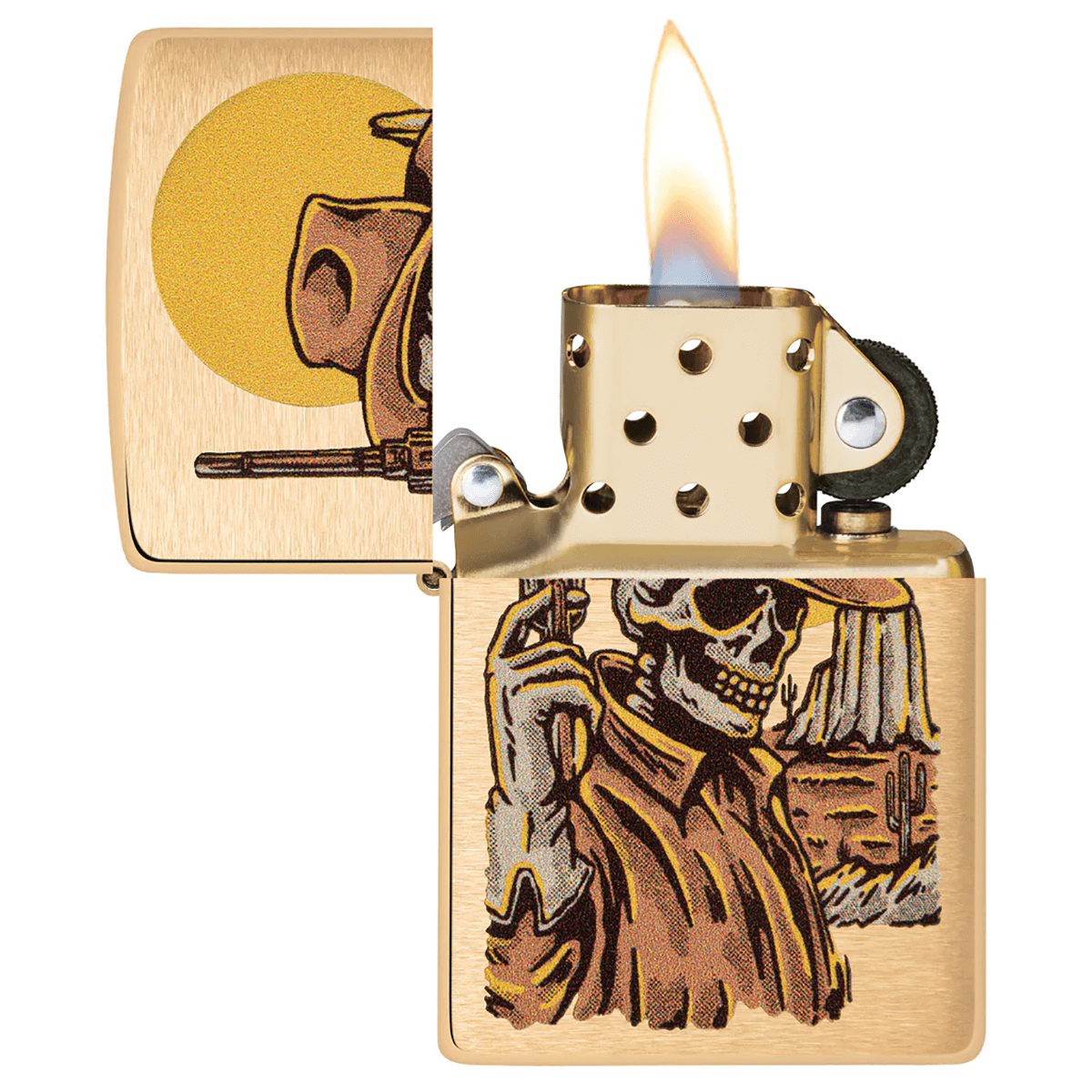 Zippo Cowboy Skeleton Brushed Brass