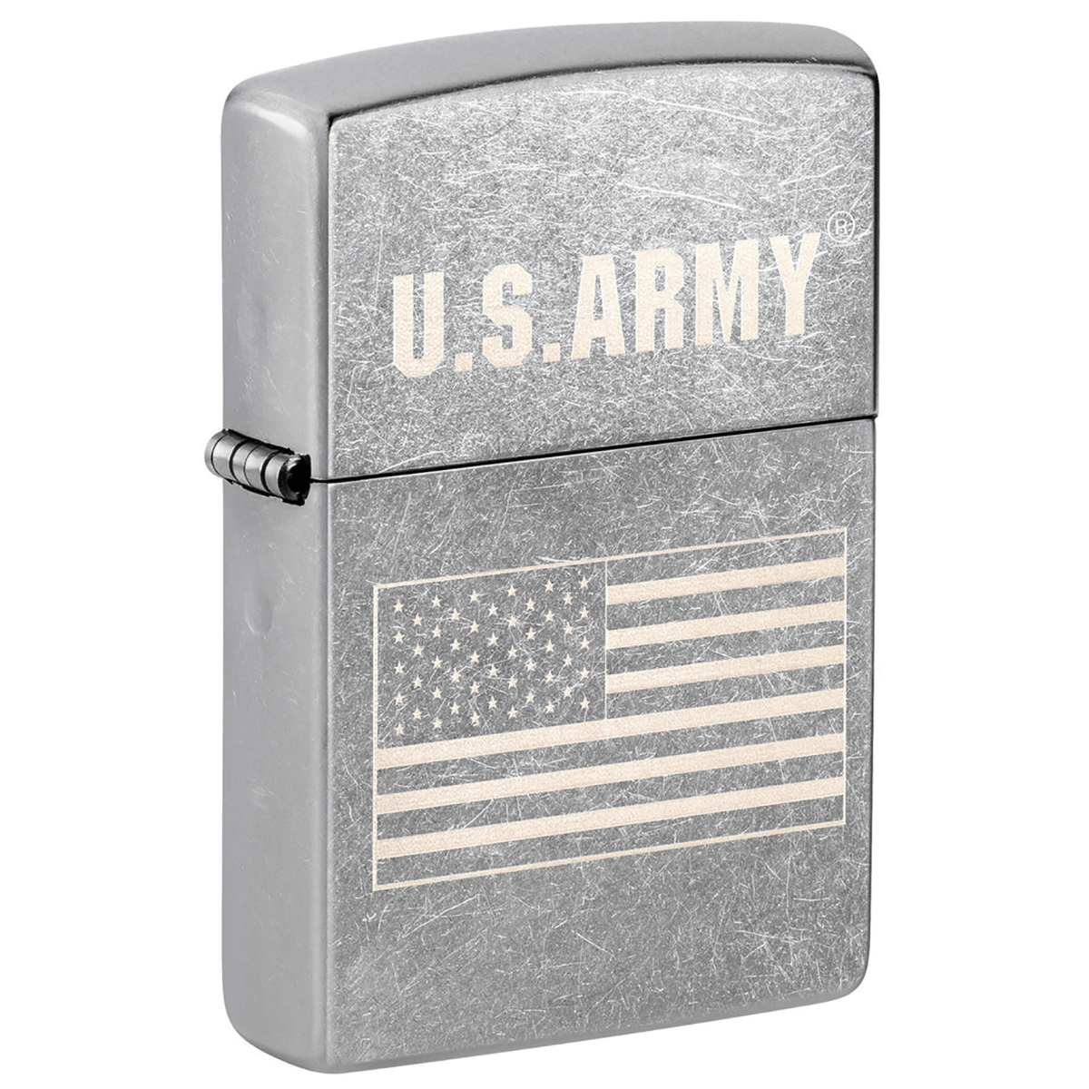 Zippo Us Army Monochrome Logo And Flag Street Chrome