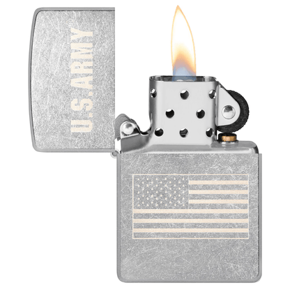 Zippo Us Army Monochrome Logo And Flag Street Chrome