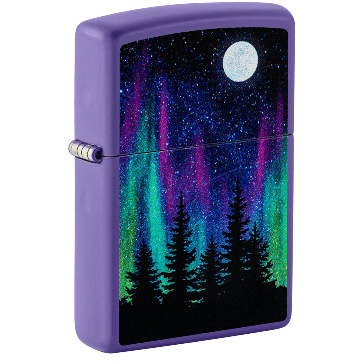 Zippo Nothern Lights In Night Sky Purple Matte