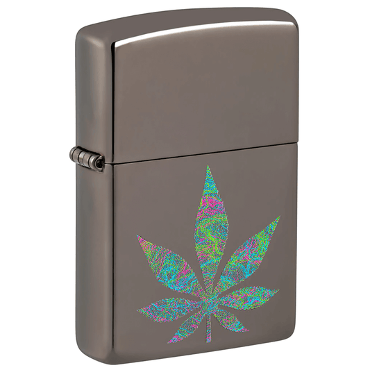 Zippo Colorful Leaf Plant Black Ice