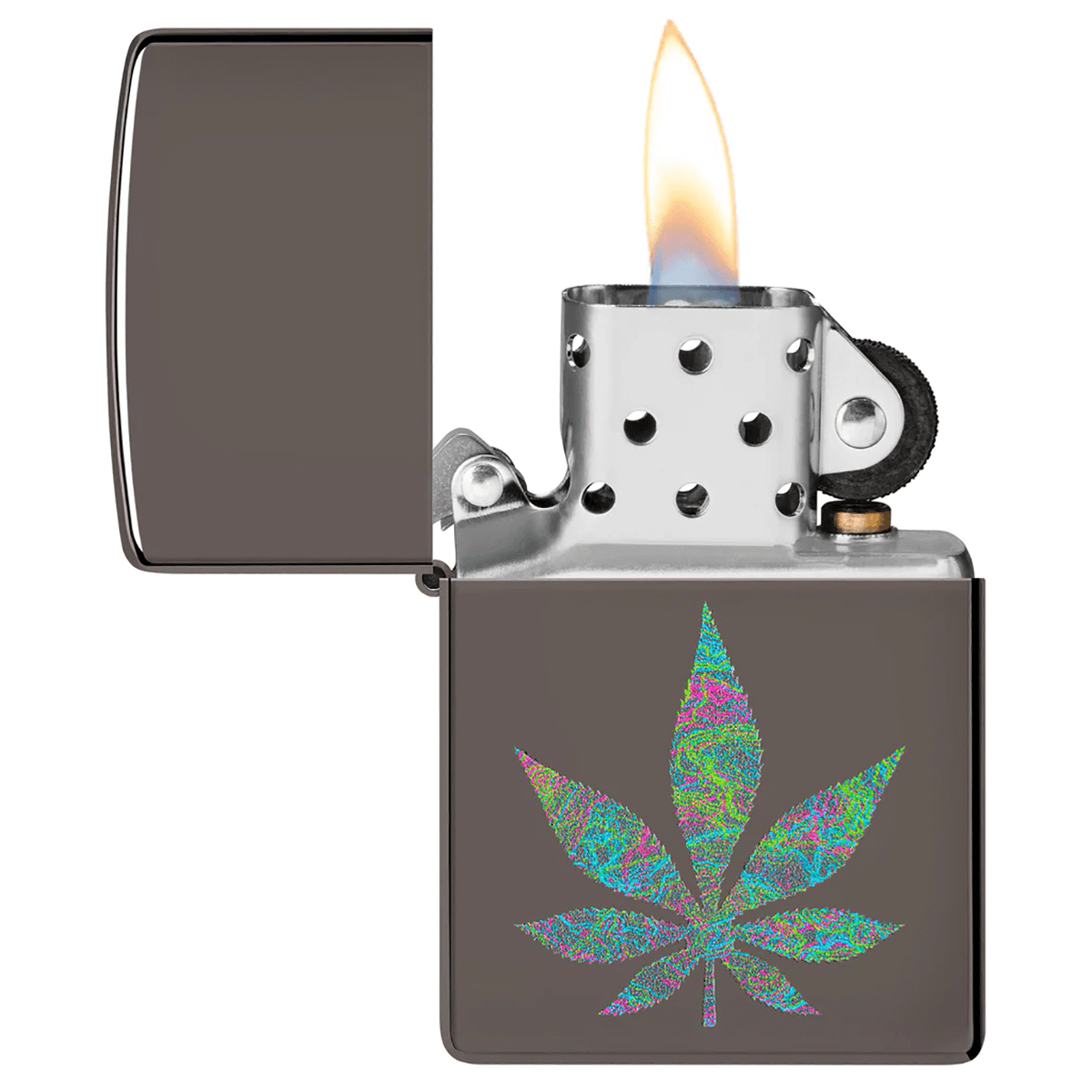 Zippo Colorful Leaf Plant Black Ice