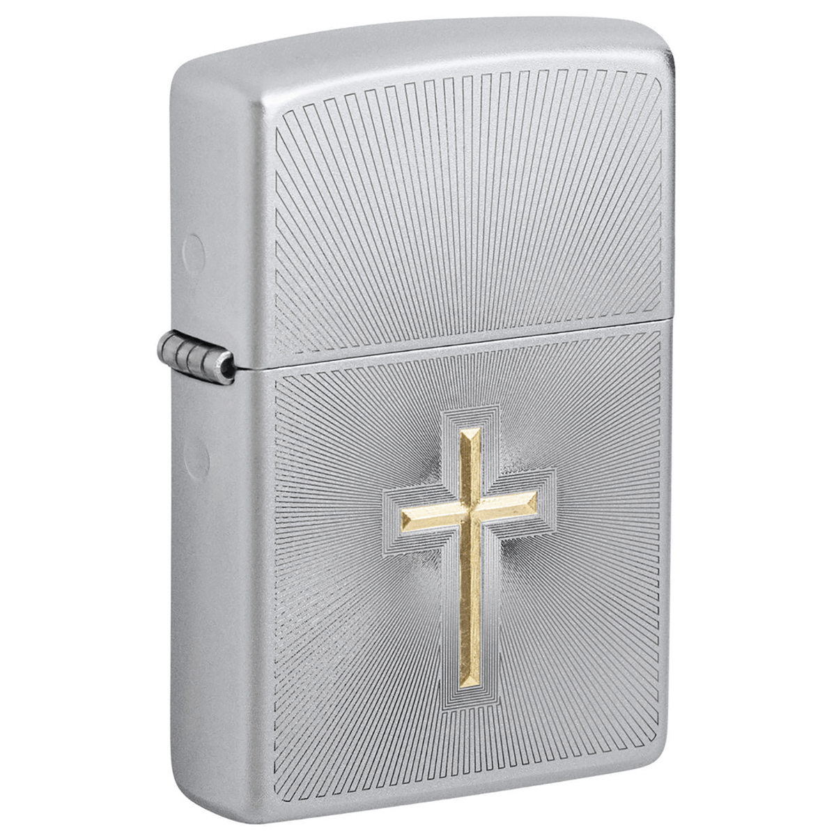 Zippo Brass Cross On Satin Chrome
